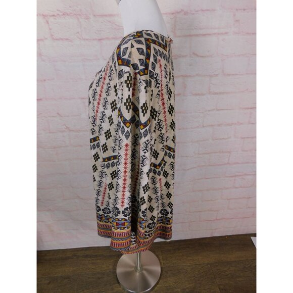 Cato Woman 18/20W Boho Tribal Print Tunic Top Long Sleeve Tie Neck - Picture 6 of 12